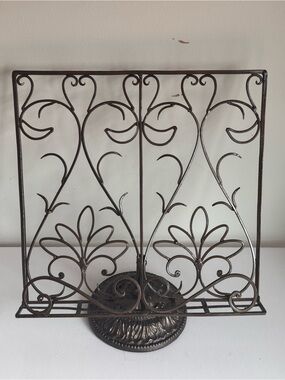 Fleur De Lis Vintage Bronze Wrought Iron Cookbook Tablet Holder Display Stand